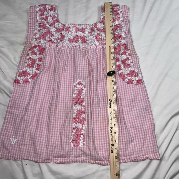 J. Marie Top Womens Size S Pink Gingham Floral Embroidered Sleeveless Tank READ - Picture 5 of 14